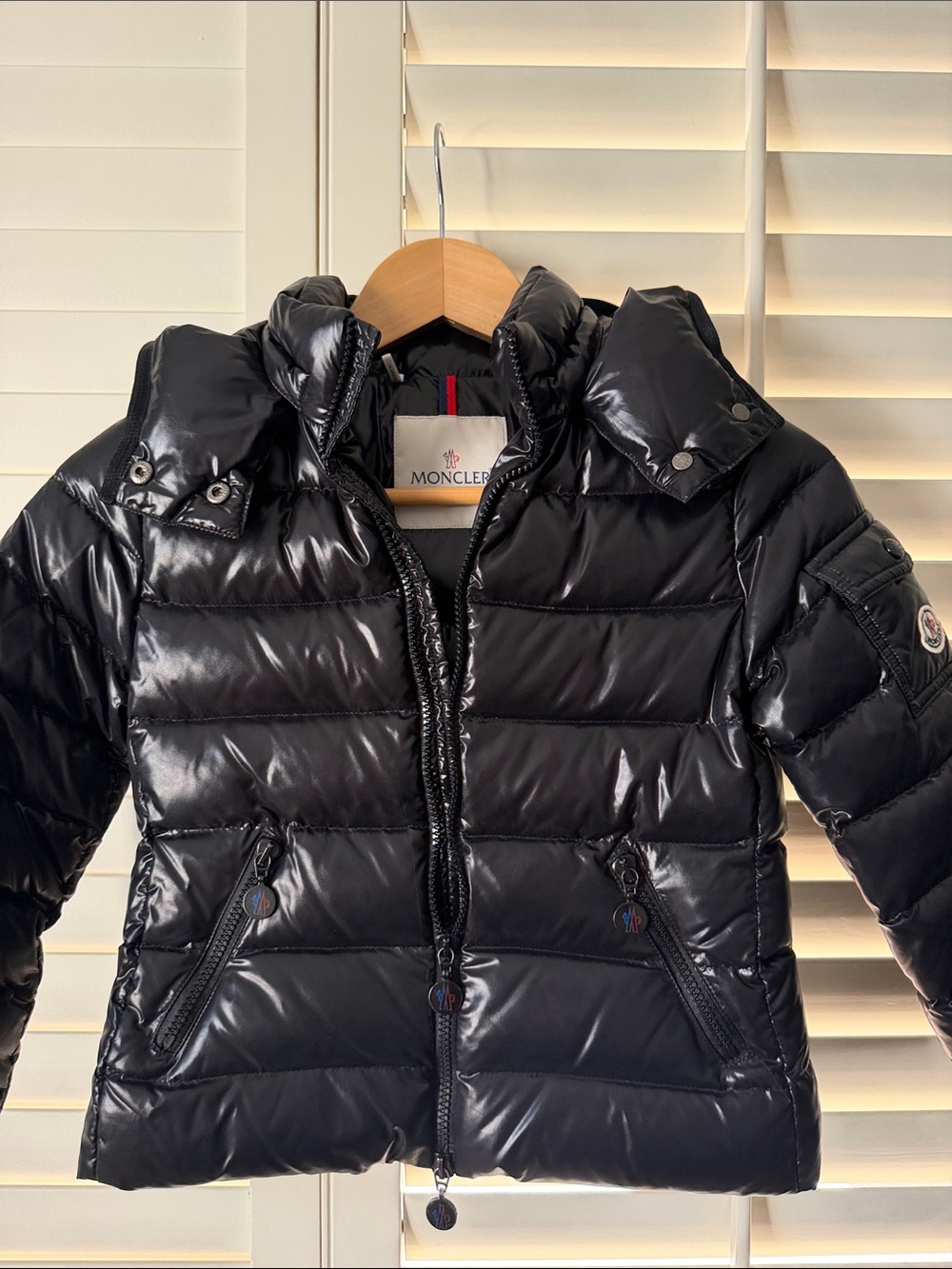 Moncler Kids Glossy Black Quilted Puffer Jacket